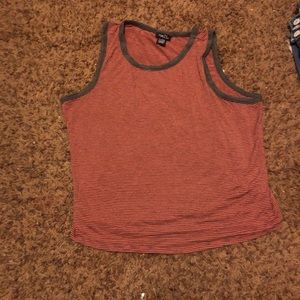 Red and Gray Striped Tank